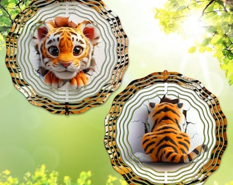 Tiger Wind Spinner PNG, Front and Back Tiger Cub Sublimation Design, Breakthrough Garden Spinner Template, DIY Gift (Digital Download)