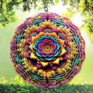 3D Blumen Mandala Windspiel PNG, bunte Sublimation png, Mandala Garten Art Spinner, Vorlage PNG, digitaler Download, DIY Geschenkidee