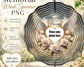 Photo Frame Wind Spinner PNG: Memorial Sublimation Design, Grave Side Garden Spinner Design, DIY Gift (Digital Download)