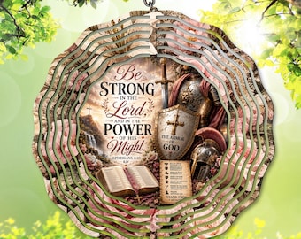 Armor of God Wind Spinner PNG, Ephesians Bible Verse Sublimation Design, Christian Garden Spinner, Be Strong in the Lord (Digital Download)