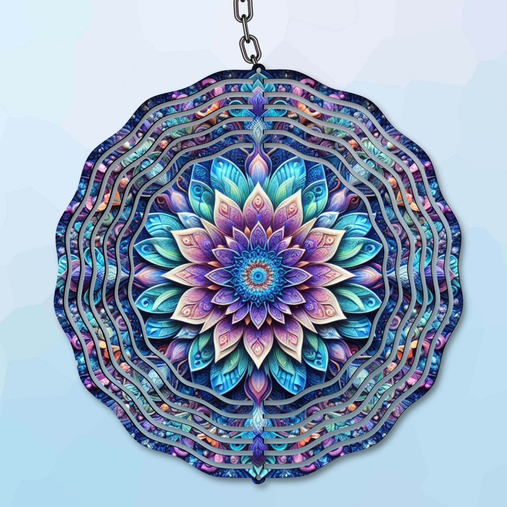 Mandala Wind Spinner PNG, 3D Colorful Mandala Sublimation Design
