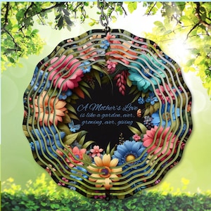 Dia das Mães Wind Spinner PNG, O amor de uma mãe é como, Design de sublimação de flores, Download digital, Modelo de spinner de jardim floral DIY presente