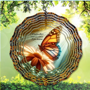 Girandola a farfalla PNG La visita di una farfalla è un bacio dal cielo Design a sublimazione, modello di girandola per giardino commemorativo, download digitale