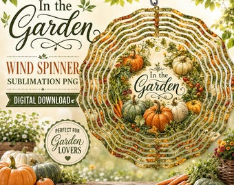 Molinillo de viento para jardinería otoñal PNG, diseño floral para sublimación en el jardín, PNG para amantes de la jardinería, huerto de calabazas, jardín de otoño, descarga digital