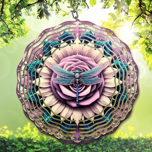 3d Libelle Wind Spinner PNG, Buntes Sublimationsdesign, Garten Spinner Vorlage Lebendiges Blumendekor, Digitaler Download für DIY Geschenk