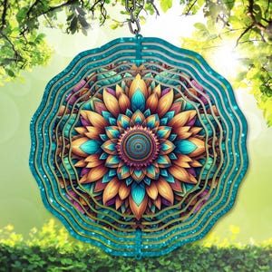3D detaillierte Mandala Wind Spinner PNG, bunte Sublimation png, Mandala Garten Kunst Spinner, Vorlage PNG, digitaler Download, DIY Geschenkidee