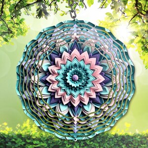 3D detaillierte Mandala Wind Spinner PNG, bunte Sublimation png, Mandala Garten Kunst Spinner, Vorlage PNG, digitaler Download, DIY Geschenkidee