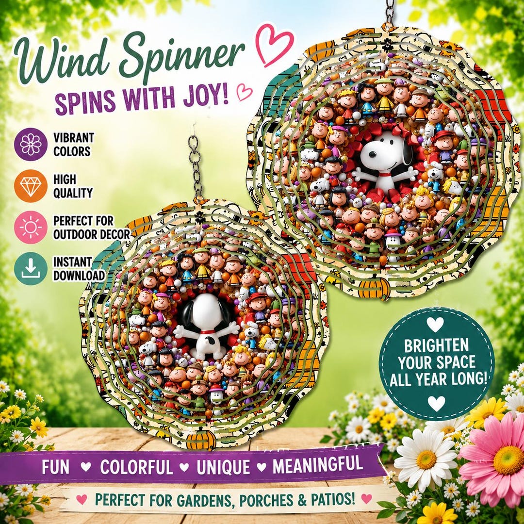 Snoopy Wind Spinner PNG: Double-sided Sublimation Design, Front