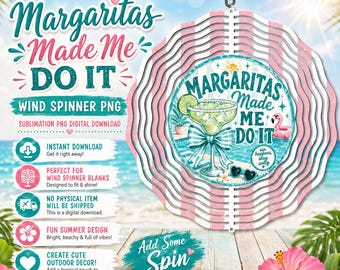 Margarita Wind Spinner PNG, Margaritas Made Me Do It, Diseño de sublimación para piscina, Diseño de verano a rayas, Letrero divertido para puerta, Descarga digital