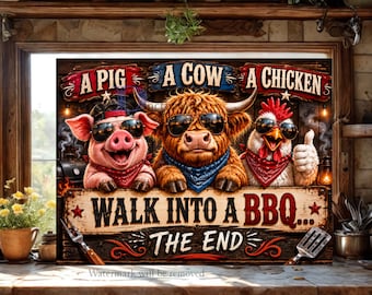 BBQ Cutting Board PNG, Funny Pig Cow Chicken Sublimation Design, Highland Cow BBQ Kitchen Decor, Dad Joke png, Grill Humor Digital Download