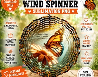 Molinillo de viento con forma de mariposa PNG, La visita de una mariposa es un beso del cielo. Plantilla de diseño para jardín conmemorativo (descarga digital).