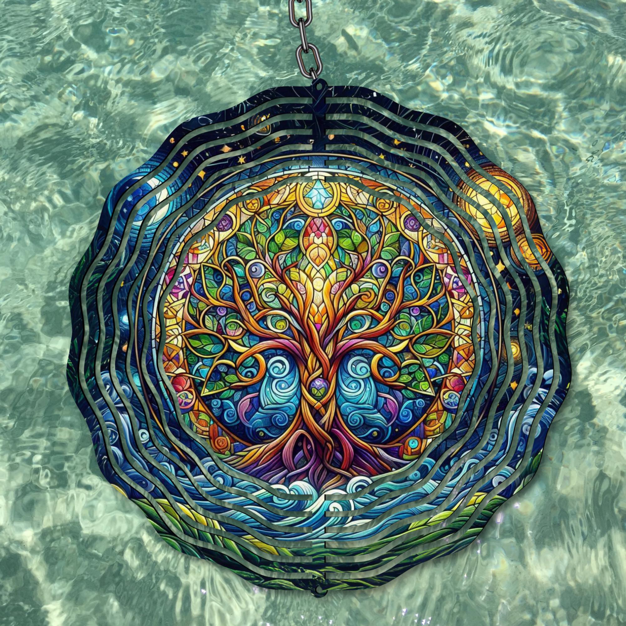 Tree of Life Wind Spinner PNG, Celestial Garden Sublimation Design