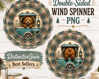 Bear PNG, Bear Wind Spinner PNG, Camping Sublimation Design, Breakthrough Front and Back, Camp Spinner Design, Double Sided Digital Download