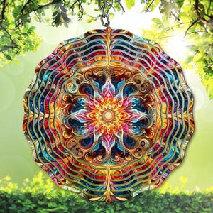 Mandala Wind Spinner PNG, buntes 3D-Sublimationsdesign, Mandala Garten Spinner Vorlage, einzigartiger digitaler Download, DIY Geschenkidee,