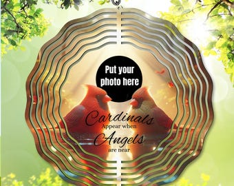 Cadre photo cardinal, Spinner à vent PNG, sublimation commémorative png, les cardinaux apparaissent lorsque les anges sont proches, cadeau bricolage, 3 formes incluses