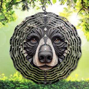 Schwarzer Bär Wind Spinner PNG, 3D Bär Sublimation Jäger Garten Spinner Vorlage, Camp Jagd Hof Dekor, DIY Geschenk für ihn, digitaler Download