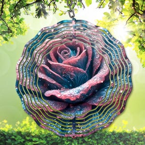 Rose Wind Spinner PNG, 3D Sparkle Blumen Sublimationsdesign, DIY Geschenkidee, Garten Wind Spinner Vorlage, Glitter Floral Yard Decor