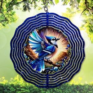 Buntglas Bluehäy PNG, digitaler Download für Sublimation auf Windspiel. Vogel Kunst, Natur Decor, Blau funkelnd, Glitter Schöne png