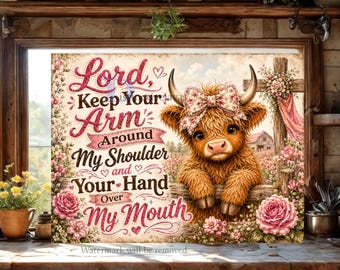 Highland Cow PNG, Christian Cutting Board PNG, Funny Kitchen Chopping Board, Farm Animal Png, Faith Bread Board Design, Digital Download