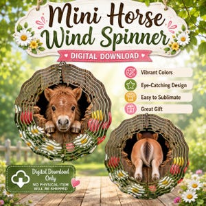 Horse PNG / Wind Spinner PNG / Front Back png / Horse Sublimation / Double Sided Spring Wind Spinner / Colt Png / DIY Gift Digital Download
