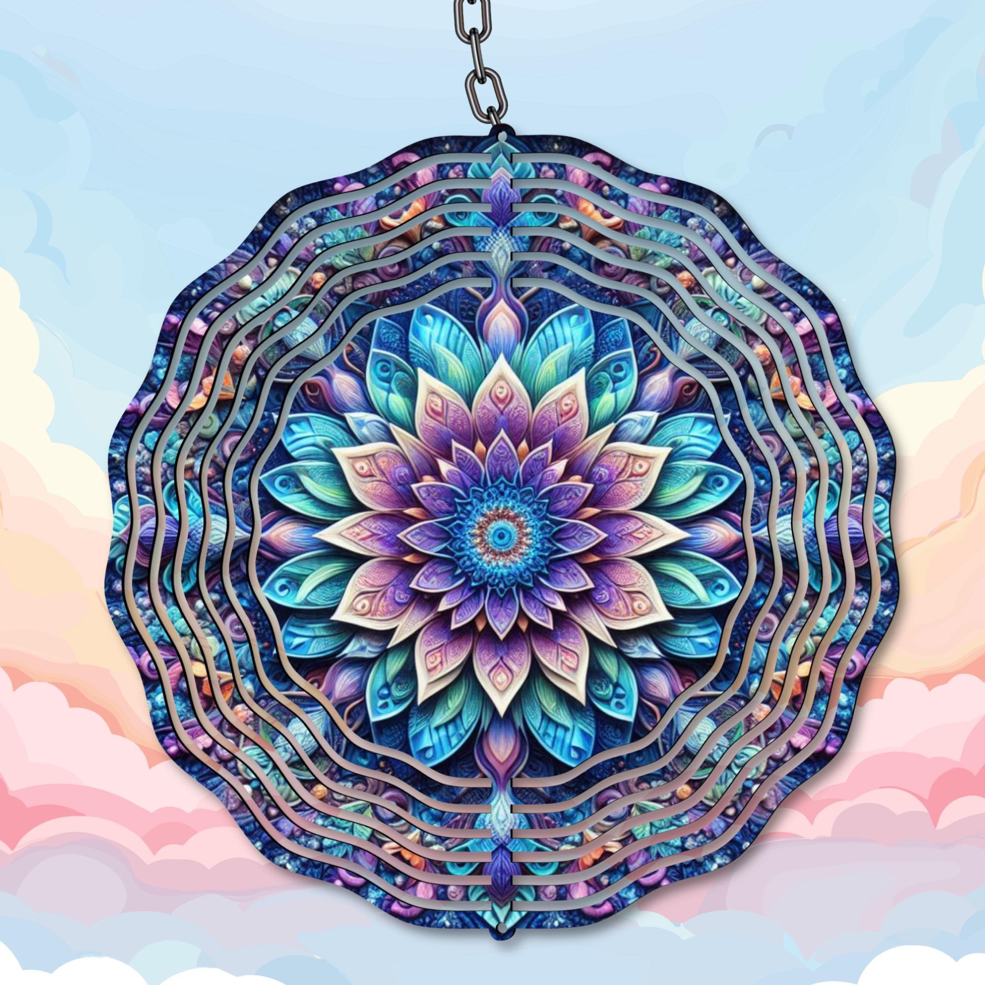 Mandala Wind Spinner PNG, 3D Colorful Mandala Sublimation Design