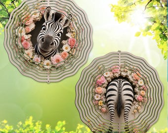 Girandola a vento con zebra PNG, design divertente per sublimazione, zebra fronte e retro innovativi, design girandola safari, download digitale fronte-retro