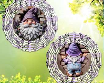 Gnome Wind Spinner PNG, modèle de spinner de jardin recto-verso, sublimation recto-verso, cadeau bricolage, tête et fesses (téléchargement numérique)