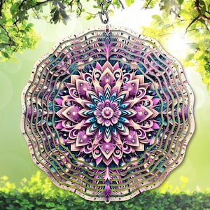 Mandala Wind Spinner PNG, bunte Sublimation PNG, Mandala Garten Spinner Vorlage PNG, digitaler Download, DIY Geschenk, 3D-Yard-Dekor