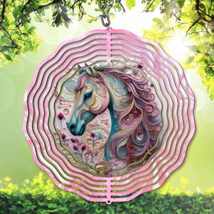 Schönes Pferd Wind Spinner PNG, 3D Papier Quill Pferd Png, Rosa Sublimations Png, 3D Pferd Garten Spinner Vorlage, DIY Geschenkidee Blumen Png