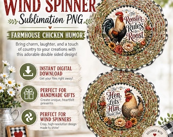 Funny Chicken and Rooster Wind Spinner PNG, Front Back Sublimation, Double Sided png, Sarcastic Couple Quote Png, DIY Gift, Digital Download