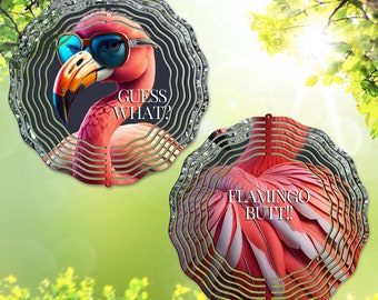 Rolig flamingo-vindspinner PNG, dubbelsidig sublimeringsdesign, mall för trädgårdssnurra fram och bak, gör-det-själv-present (digital nedladdning)