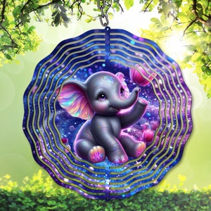 Molinillo de viento de elefante PNG con sublimación de elefante bebé brillante, diseño animal, plantilla de molinero de jardín, idea de regalo de elefante, descarga digital