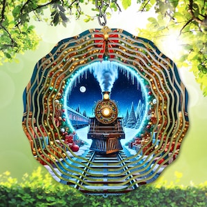 3D Zug Windspiel PNG, Weihnachten Winter Wunderland Sublimation PNG, Polar Express Durchbruch Design, Lokomotive Digitaler Download