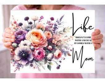 Mamma skärbräda PNG, blommig sublimeringsdesign, skärbräda PNG, mors dag skärbräda fildesign DIY present (digital nedladdning)