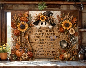 Halloween Ghost PNG, Cutting Board PNG, Autumn Sublimation Design, Fall Chopping Board Png, Kitchen Conversions, DIY Gift (Digital Download)