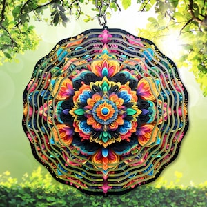 Mandala Wind Spinner PNG, 3D Sublimation png, Bunte Mandala Garten Spinner Vorlage PNG, Digitaler Download, DIY Geschenkidee, Yard Decor