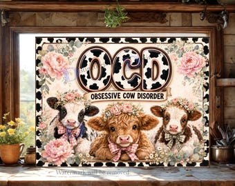 Highland Cow PNG, Funny Quote Cutting Board PNG, OCD Kitchen Chopping Board, Farm Animal Png, Cow Lover Bread Board Design, Digital Download