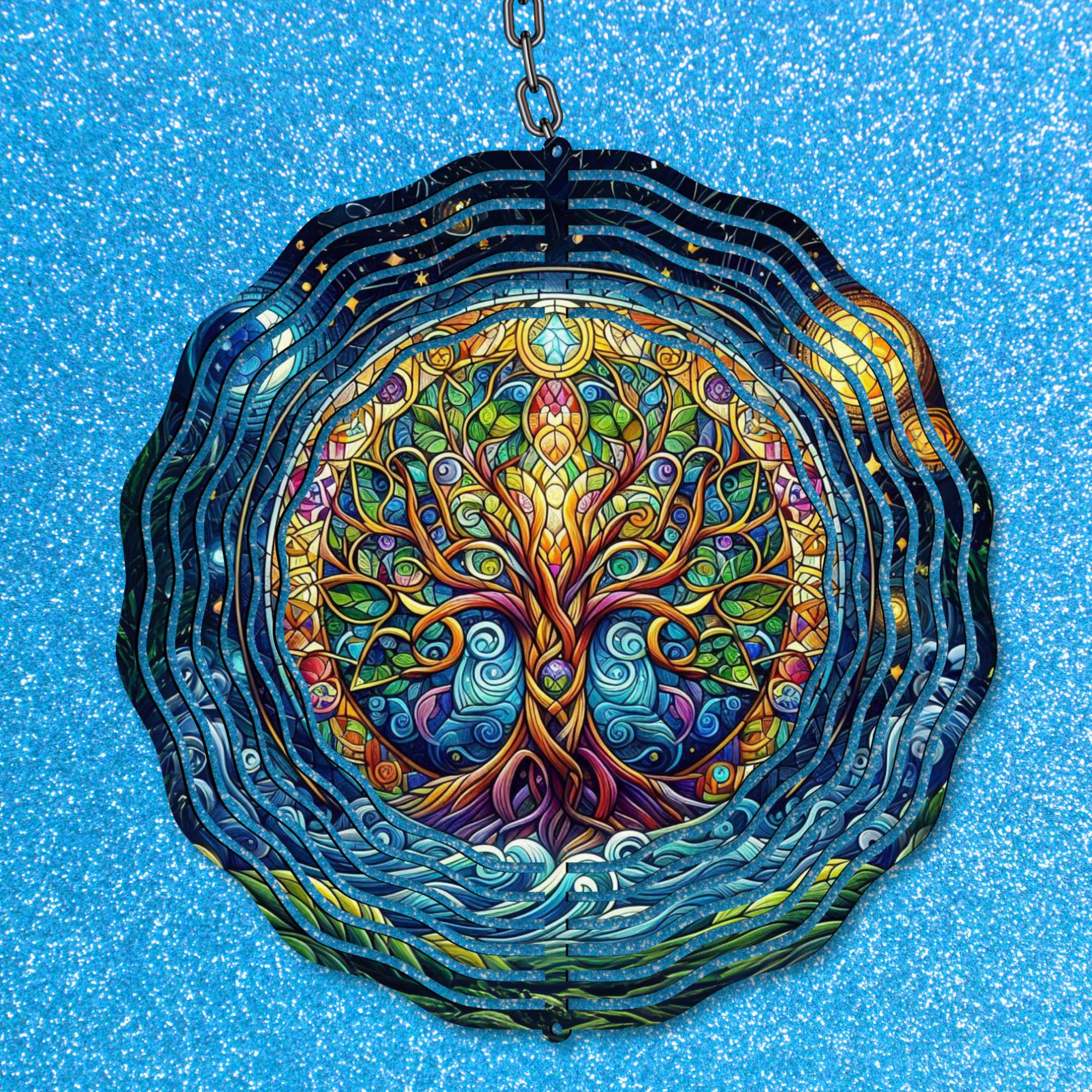 Tree of Life Wind Spinner PNG, Celestial Garden Sublimation Design