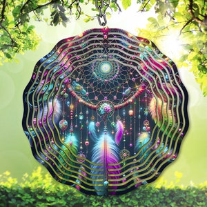 Dream Catcher Wind Spinner Sublimacja Projekt Szablon, Neon Pastel Wind Spinner PNG, 10 cali Okrągły Sublimacja, Okrągłe Wiszące Spinnery, DIY