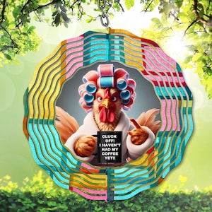 Spinner à vent poulet PNG : café, téléchargement numérique, sublimation sarcastique png, modèle de spinner de jardin drôle de coq cadeau bricolage