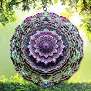 Mandala Wind Spinner PNG, bunte Sublimation png, Mandala Garten Spinner Vorlage, 3D Mandala digitaler Download, DIY Geschenkidee