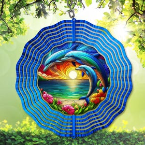 Delfin Wind Spinner PNG, Ocean Sublimation png, Tropischer digitaler Download, Ocean Garten Spinner Vorlage, Delphin Yard Decor, DIY Geschenk