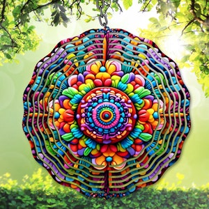 3D Mandala Wind Spinner PNG, buntes Sublimationsdesign, Mandala Garten Spinner Vorlage, digitaler Download, DIY Geschenkidee, Yard Decor