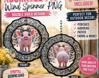Pig PNG / Wind Spinner PNG / Double Sided png / Pig Sublimation / Front and Back Garden Wind Spinner / Breakthrough Pig (Digital Download)