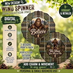 Sasquatch PNG, Nature Wind Spinner, Big Foot Sublimation Design, Breakthrough Front and Back, Cryptid PNG, Double Sided, Digital Download