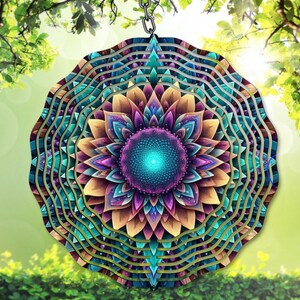 Mandala Wind Spinner PNG, 3D Bunt Sublimation PNG, Mandala Garten Spinner, Vorlage PNG, Digitaler Download, DIY Geschenkidee, Bunt PNG