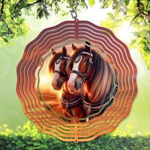 Clydesdale Pferd Wind Spinner PNG, Pferd Sublimationsdesign, Sonnenuntergang Reiter, Pferd Garten Spinner Vorlage, digitaler Download, DIY Geschenk