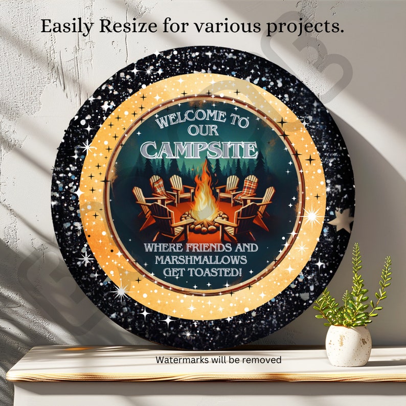 Welcome to Our Campsite Door Sign PNG, Camping Round Sign Sublimation ...