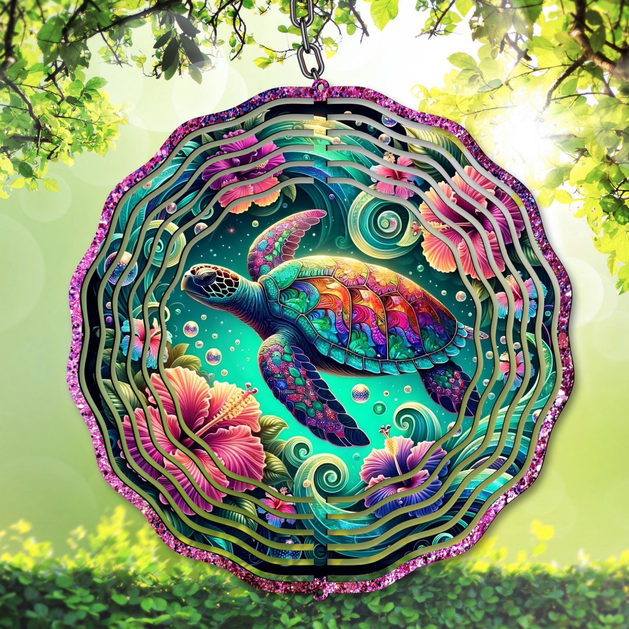 Turtle Wind Spinner PNG, Ocean Sublimation Design, Sea Turtle Garden ...