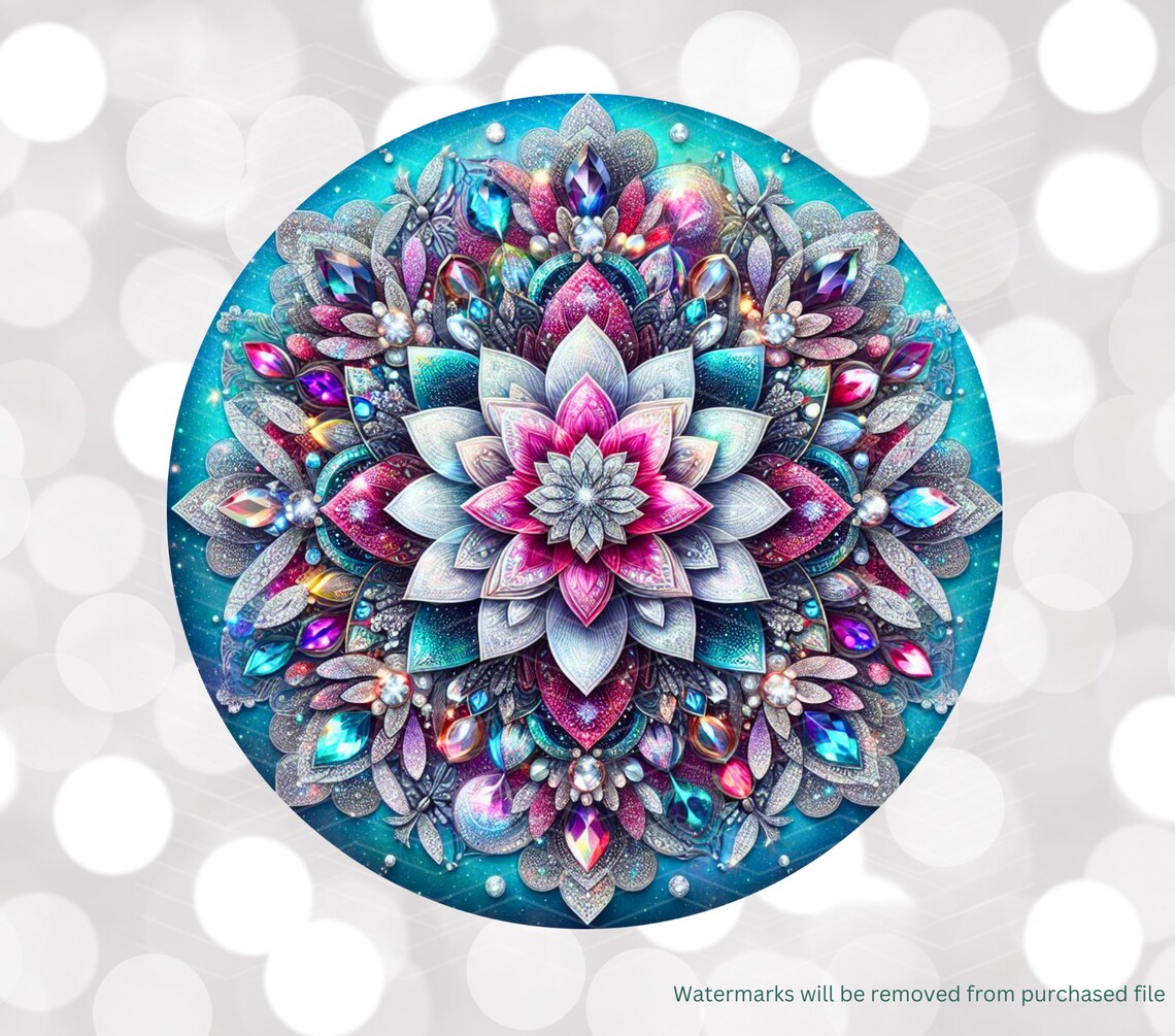 3D Jeweled Mandala PNG for Sublimation on Wind Spinners, Digital ...